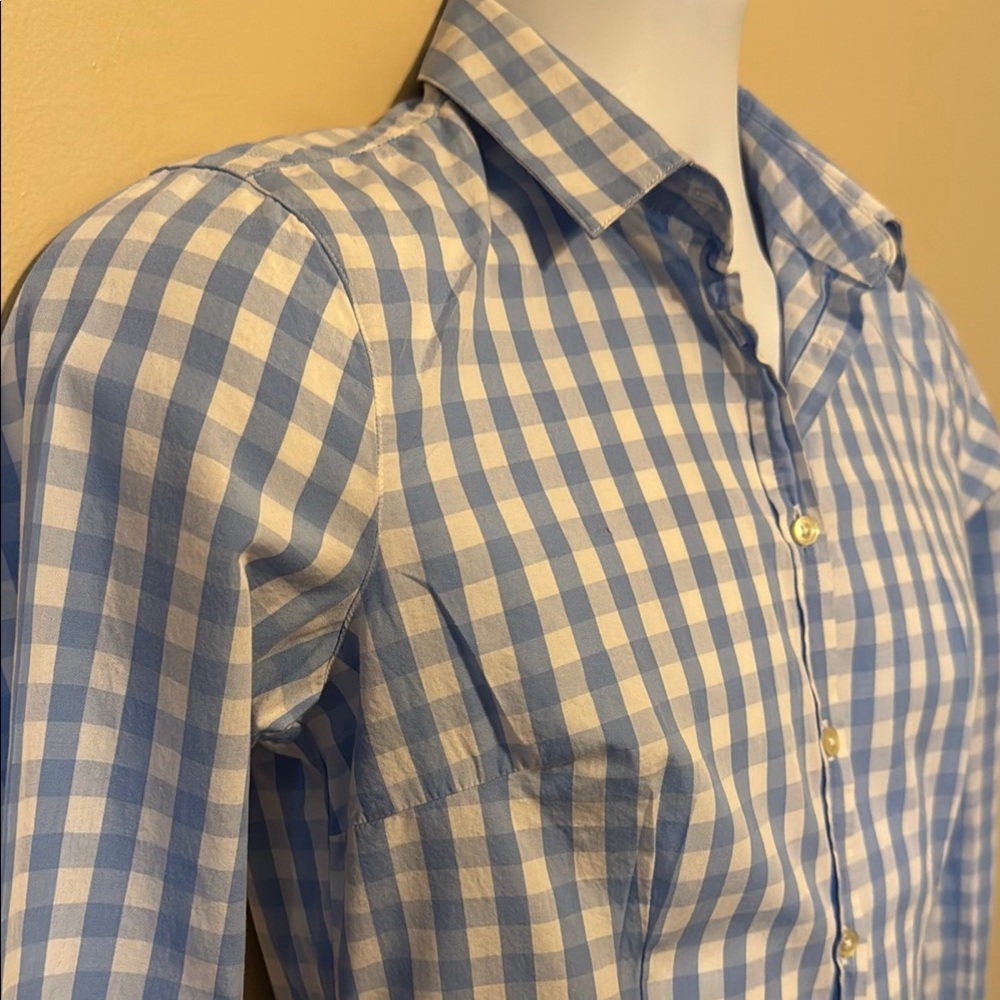 United Colors of Benetton Blue Checkered Button Down Shirt - Picture 5 of 10